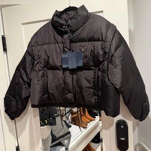 Prada Black Cropped Puffy Jacket